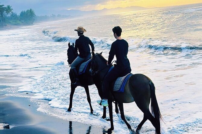 Bali Horse Riding Trot & Canter Saba Beach with Local Temple - The beach views, boats, and distant islands