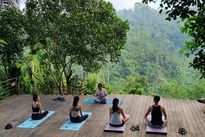Ubud yoga, rice terrace walk and floating Breakfast tour - Three Bali pleasures in roughly six hours
